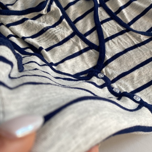 3/$15 Comfy casual blue white striped button up nautical tank top sz small - Picture 8 of 9